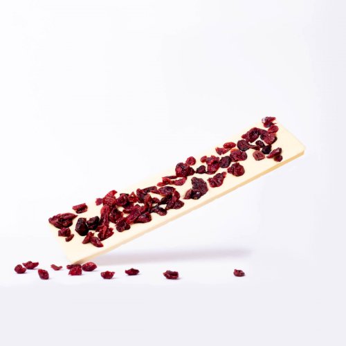 Tafel echter belgischer Schokolade – Weiße Schokolade mit Cranberries